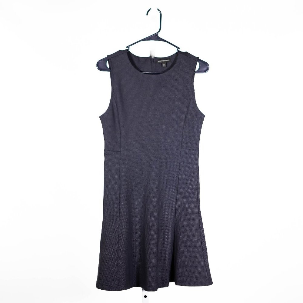 Banana Republic Women's Dress Navy Blue Polka Dot Career Preppy Fit Flare XS